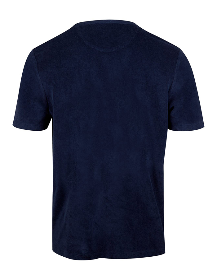 Donkerblauw T-shirt in katoenen badstof met borstzak