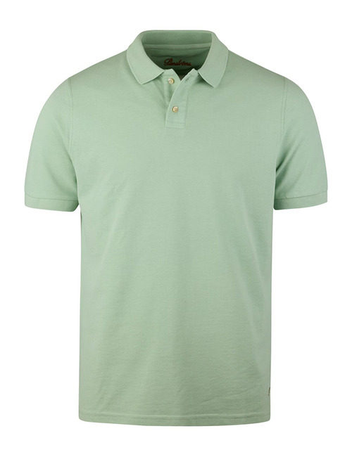 Lichtgroene piqué polo met parelmoer knopen