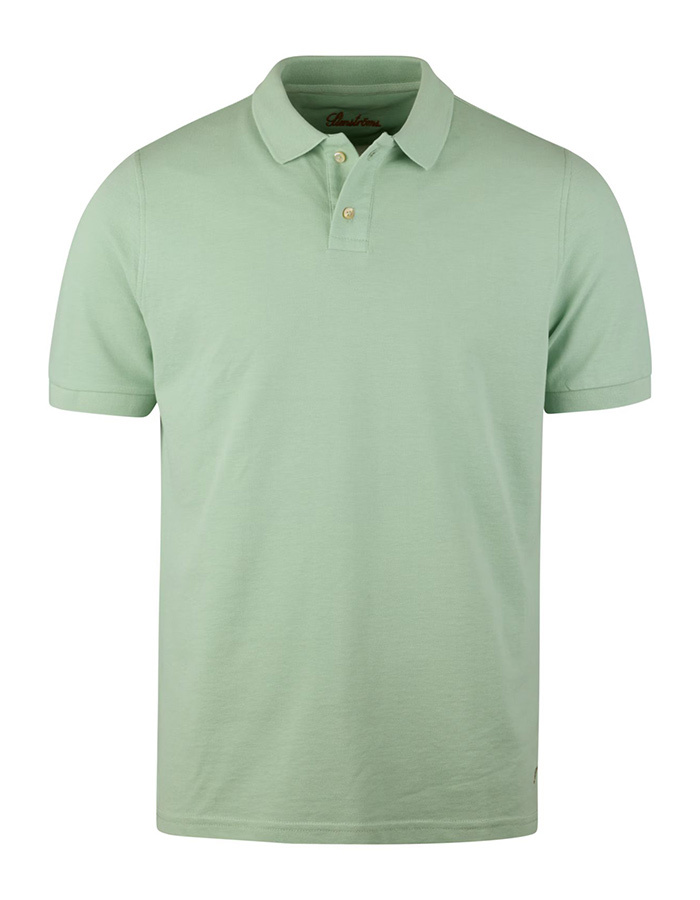 Lichtgroene piqué polo met parelmoer knopen