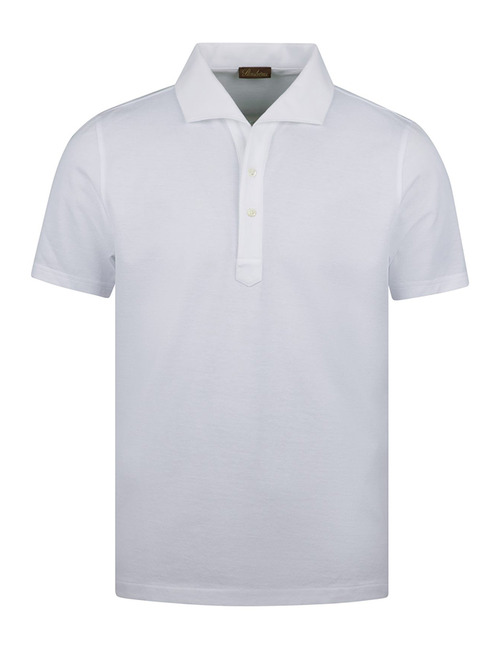 Witte piqué polo met parelmoer knopen
