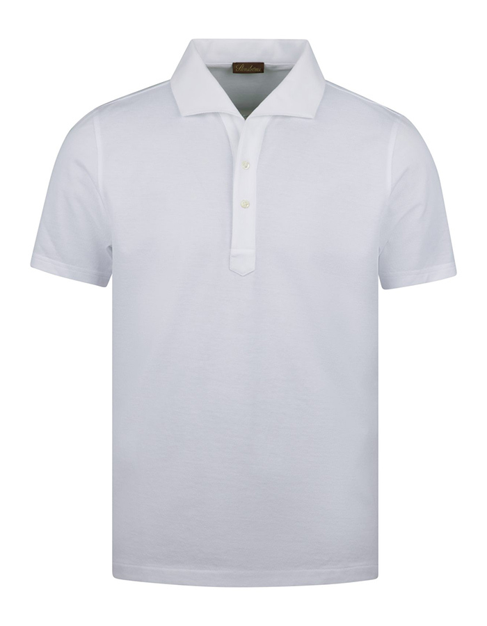 Witte piqué polo met parelmoer knopen