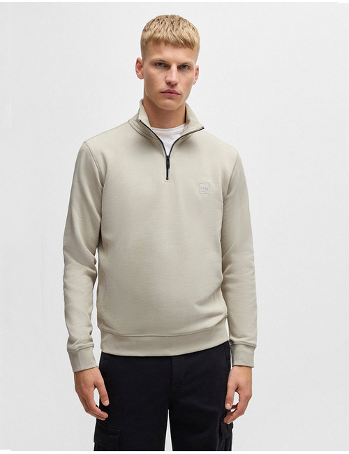  Sweatshirt van katoenen sweatstof met ritskraag en logopatch