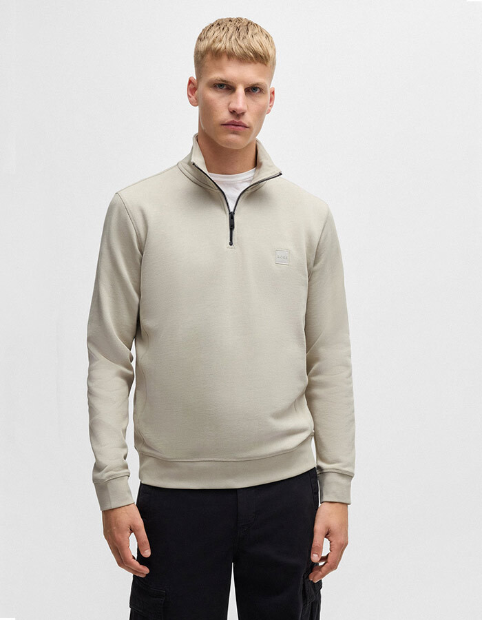  Sweatshirt van katoenen sweatstof met ritskraag en logopatch