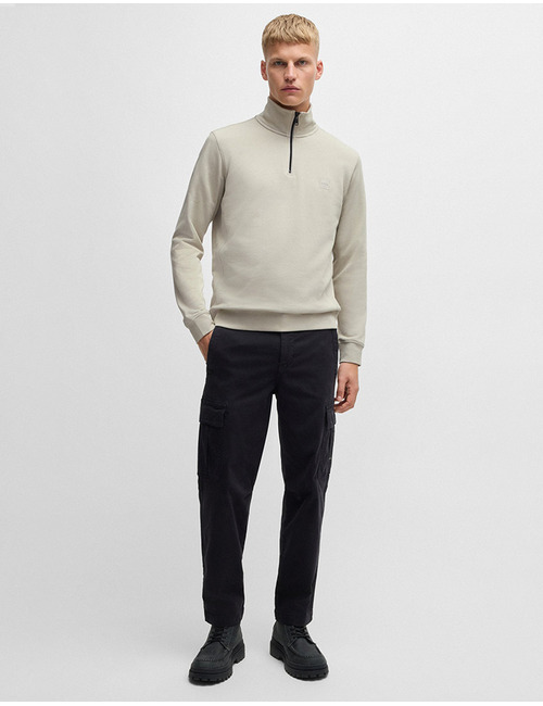  Sweatshirt van katoenen sweatstof met ritskraag en logopatch