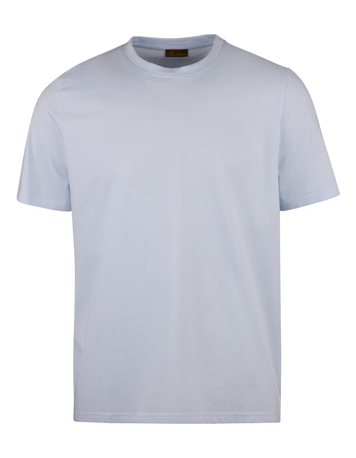 Lichtblauw T-shirt in katoenen jersey met ronde hals
