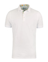 Witte piqué polo met contrasterende kraag en parelmoer knopen