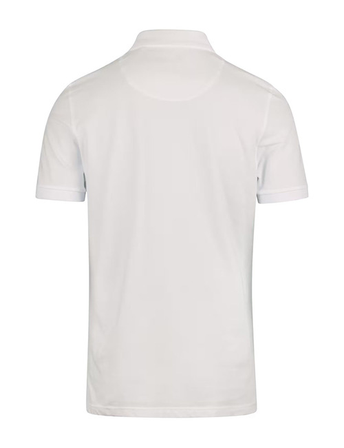 Witte piqué polo met contrasterende kraag en parelmoer knopen