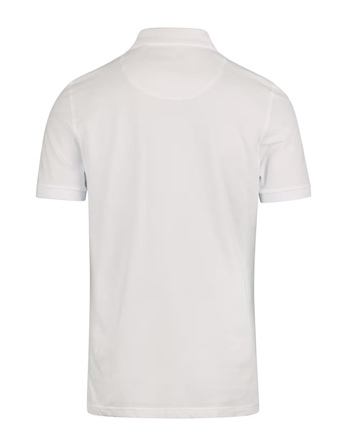 Witte piqué polo met contrasterende kraag en parelmoer knopen