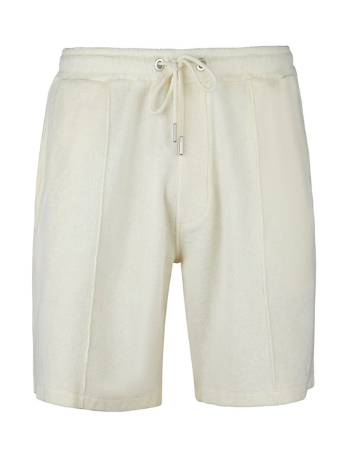 Offwhite shorts in katoenen badstof met elastische taille