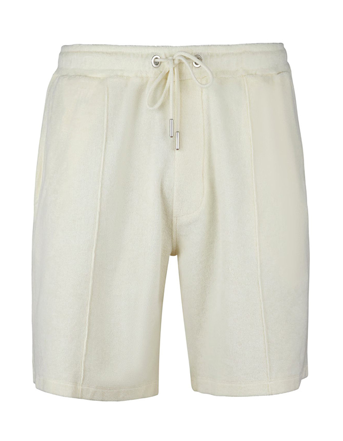 Offwhite shorts in katoenen badstof met elastische taille