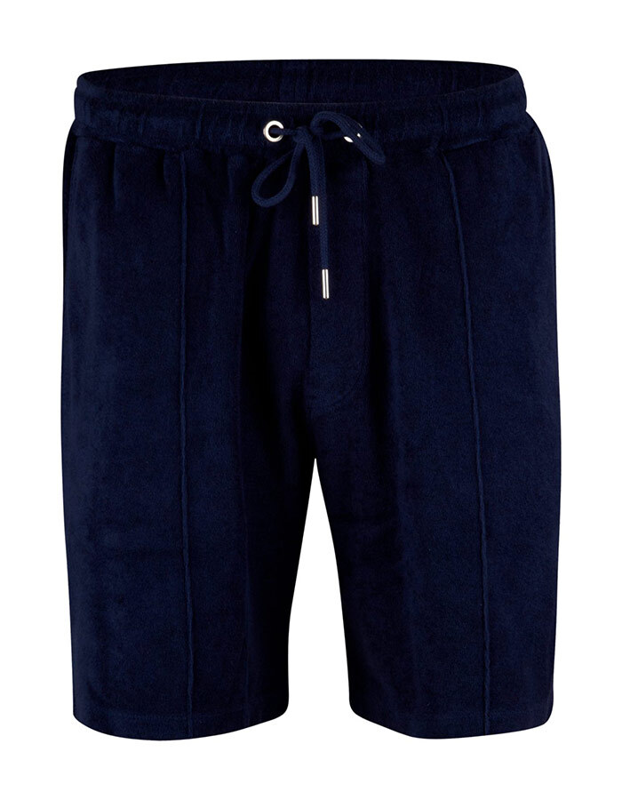 Donkerblauwe shorts in katoenen badstof met elastische taille