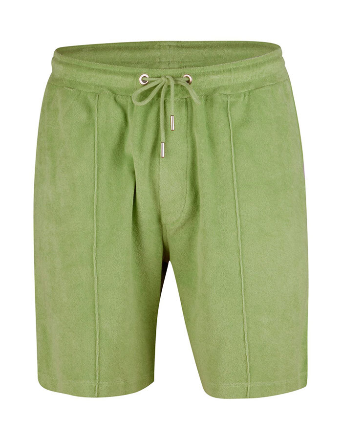 Groene shorts in katoenen badstof met elastische taille