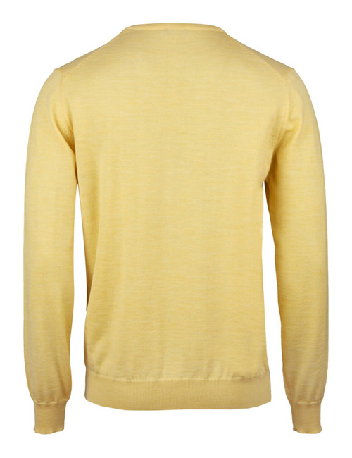 Gele trui in 100% merinowol met ronde hals