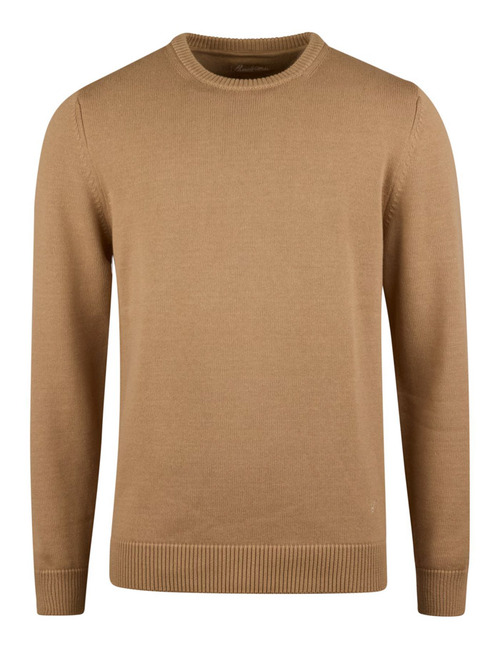 Beige trui in gestructureerde katoen met ronde hals
