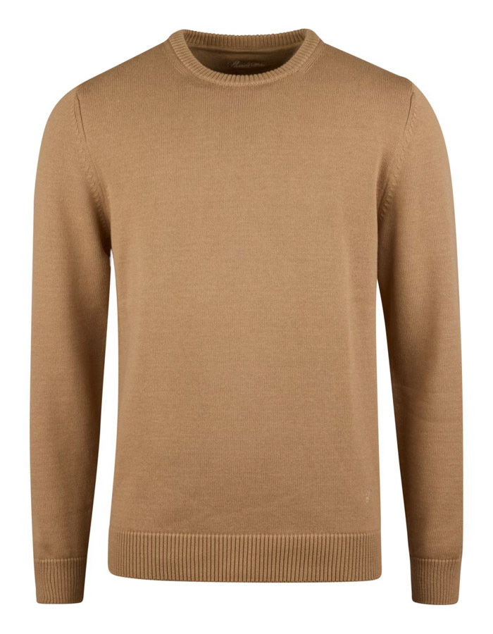 Beige trui in gestructureerde katoen met ronde hals