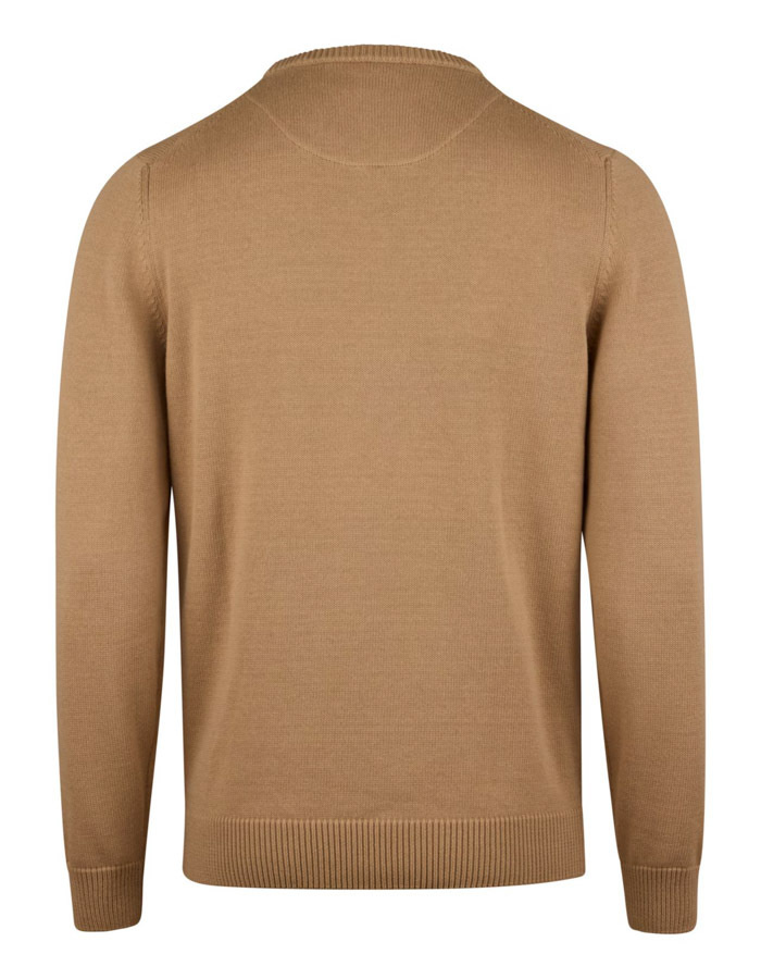 Beige trui in gestructureerde katoen met ronde hals