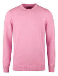 Lichtroze trui in gestructureerde katoen met ronde hals