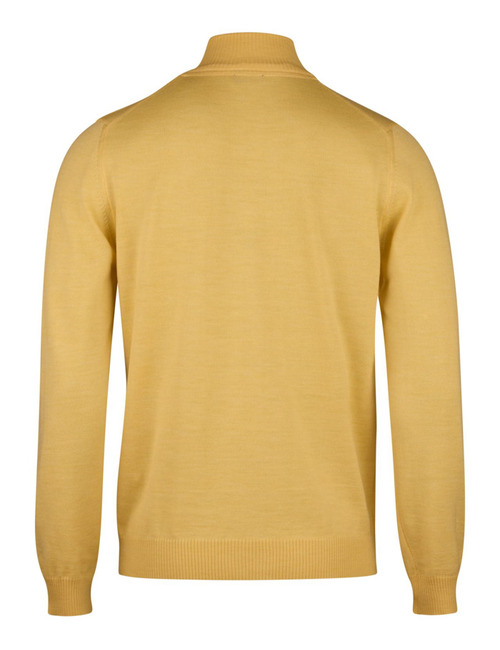 Gele half-zip trui in 100% merinowol met ribgebreide afwerking
