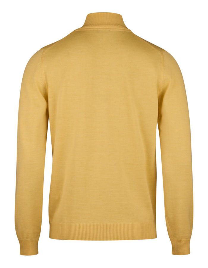 Gele half-zip trui in 100% merinowol met ribgebreide afwerking
