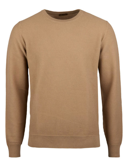 Beige trui in gestructureerde katoen met ronde hals