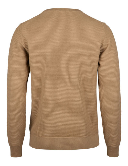 Beige trui in gestructureerde katoen met ronde hals