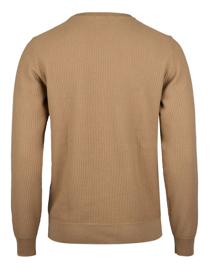 Beige trui in gestructureerde katoen met ronde hals
