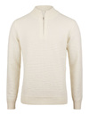 Offwhite half-zip trui in gestructureerde katoen
