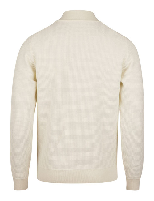 Offwhite half-zip trui in gestructureerde katoen