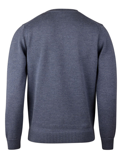 Blauwe chunky trui in 100% merinowol met ronde hals