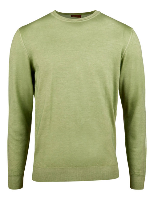 Groene trui in 100% merinowol met ronde hals