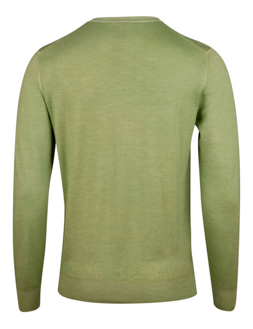 Groene trui in 100% merinowol met ronde hals