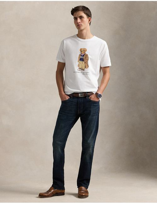 Witte Custom Slim Fit T-shirt met Polo Bear print in jersey katoen