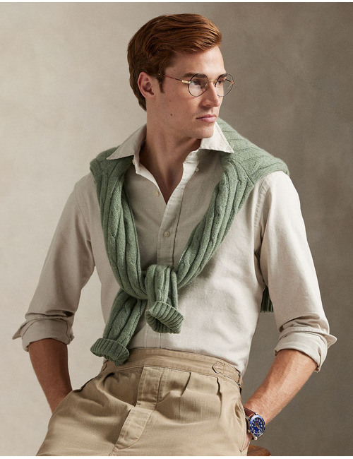 Coastal beige oxford shirt in Custom Fit