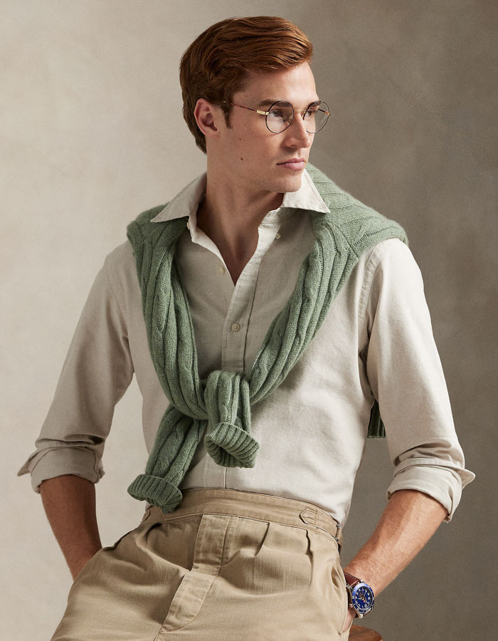 Coastal beige oxford shirt in Custom Fit