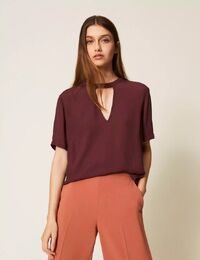 Twinset korte mouw bloes bordeaux