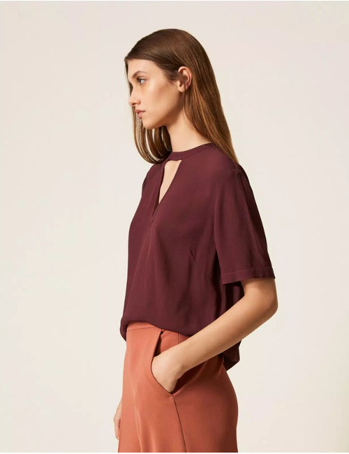 Twinset korte mouw bloes bordeaux