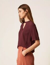 Twinset korte mouw bloes bordeaux