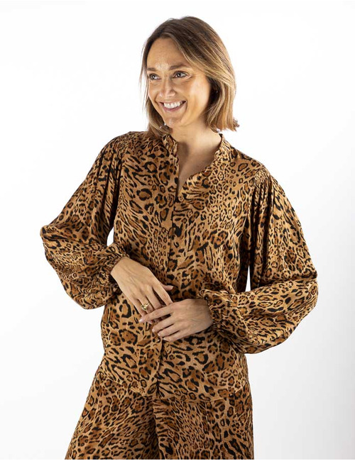 Twinset lange mouw bloes leopard