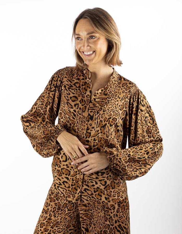 Twinset lange mouw bloes leopard