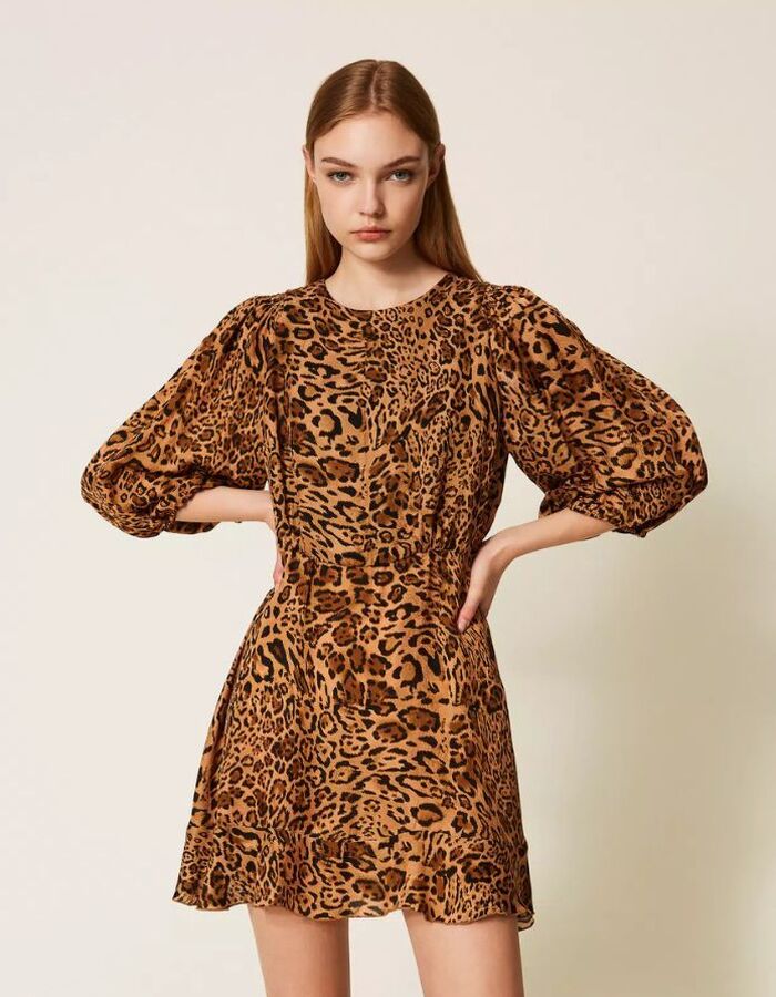 Twinset kort kleed leopard