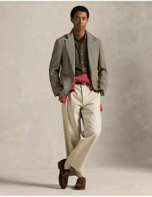  Featherweight mesh overhemd in Wilson Olive Heather met geborduurd pony-logo