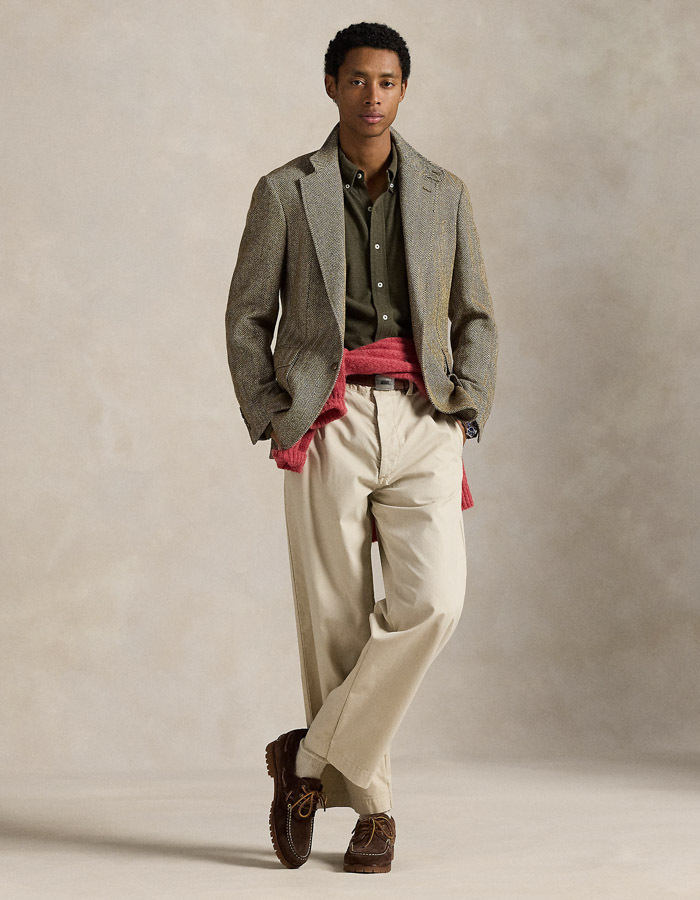  Featherweight mesh overhemd in Wilson Olive Heather met geborduurd pony-logo