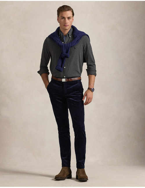 Featherweight mesh overhemd in Windsor Heather met geborduurd pony-logo