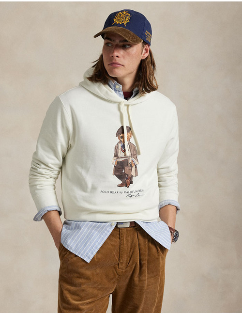  Polo Bear fleece hoodie in Deckwash White met iconische print