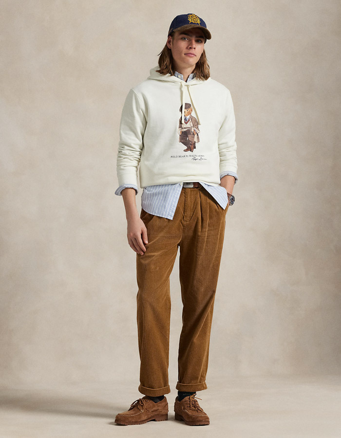  Polo Bear fleece hoodie in Deckwash White met iconische print