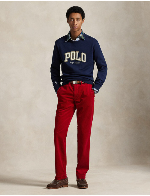 Logo fleece sweatshirt in Cruise Navy met chenille Polo-logo en geborduurd pony-embleem