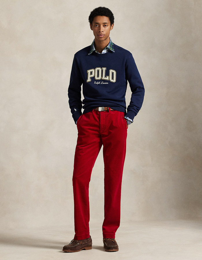 Logo fleece sweatshirt in Cruise Navy met chenille Polo-logo en geborduurd pony-embleem