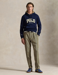 Logo fleece hoodie in Cruise Navy met chenille Polo-logo en geborduurd pony-embleem