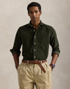Custom Fit corduroy overhemd in Estate Olive met geborduurd pony-logo