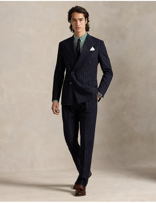  Slim Fit gestreept stretch popeline overhemd in New Forest White met geborduurd pony-logo